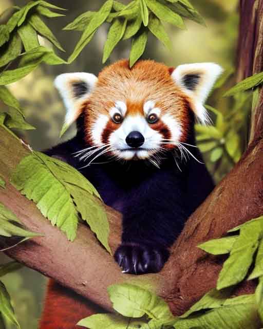 Starry AI Generated Red Panda AI Art